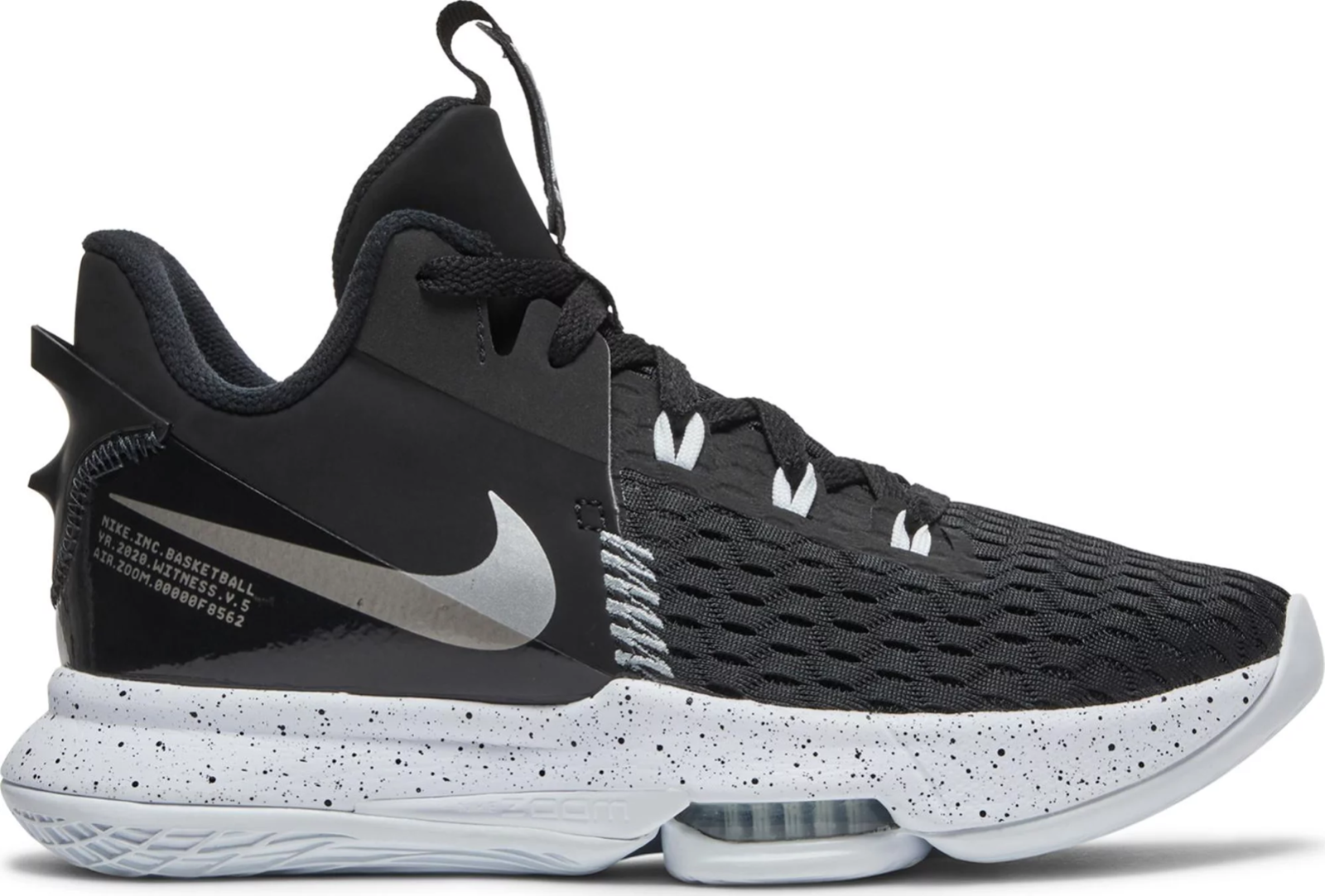 

Мужские кроссовки Nike LeBron Witness V 5 Black Metallic Silver White CQ9380-001 9.5, Черный, Nike LeBron Witness