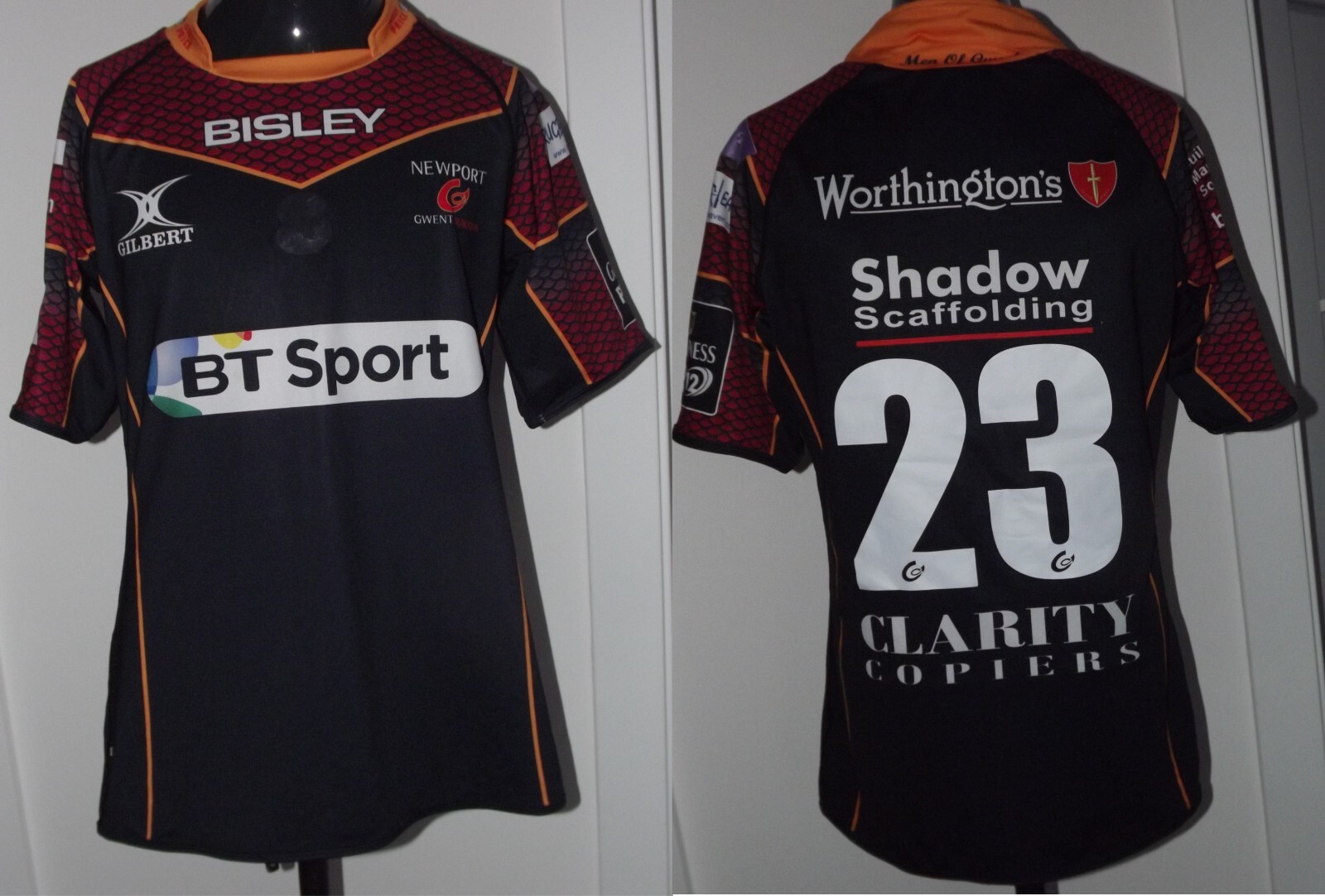 NEWPORT GWENT DRAGONS ラグビーウェア 2015-16 Newport Gwent Dragons #23 Rugby (XL) Shirt Jersey