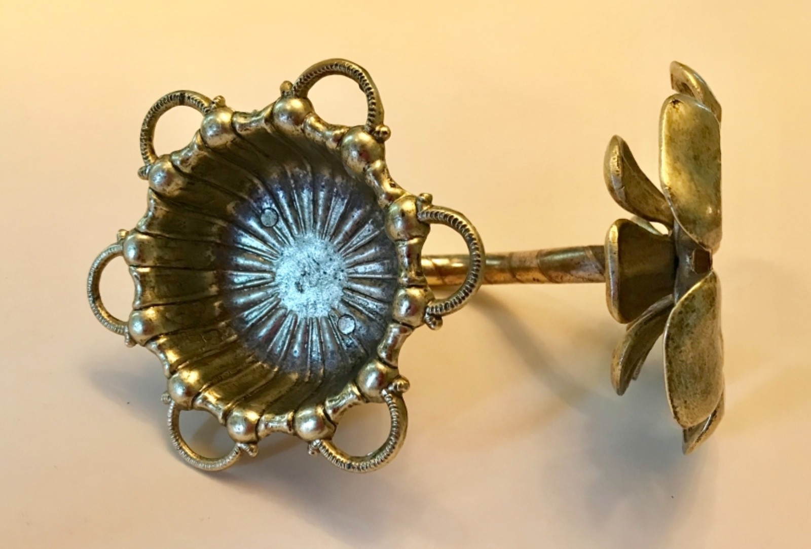 Fine Vintage Gilt Brass Victorian Style Wall Mount Cup & Toothbrush Holder