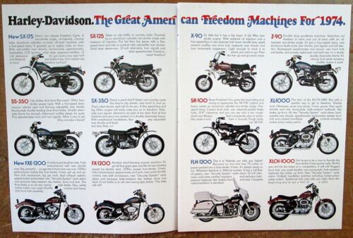 1974 Harley Davidson Motorcycles Original Color Brochure FX FXE 1200 XLCH 1000