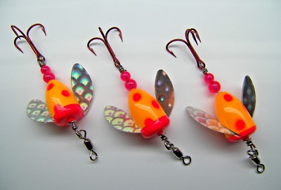 SPIN N GLO LURE LOT  3 SPINNER TROUT SALMON STEELHEAD ALASKA AUSTRALIA WORDEN'S
