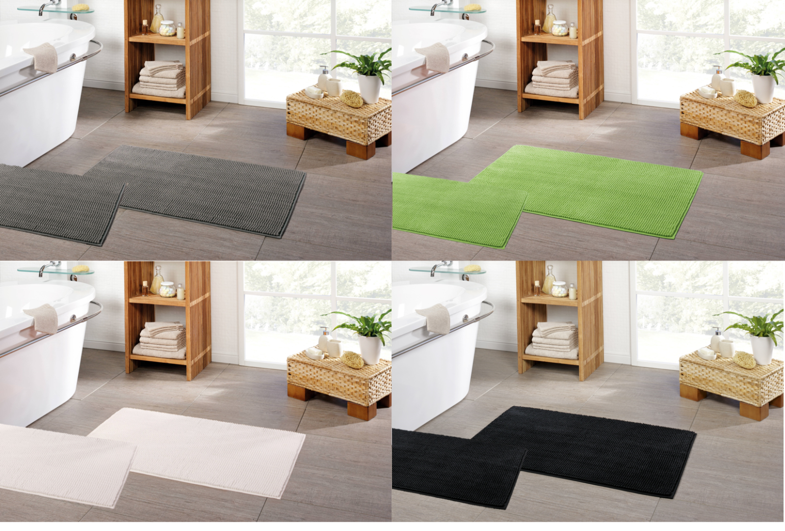 Badematten Set Badteppich Badvorleger Duschvorleger 50x80+45x45 cm rutschfest 