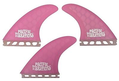 Pacific Vibrations Am Large SURFBOARD TRI FIN fits Futures Honeycomb 3 Fins Pink