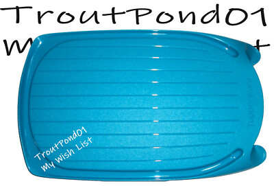 Tupperware Cutting Board Cut N Drain Blue Heavy Duty Plastic 16 x 9 1/4 Inch New