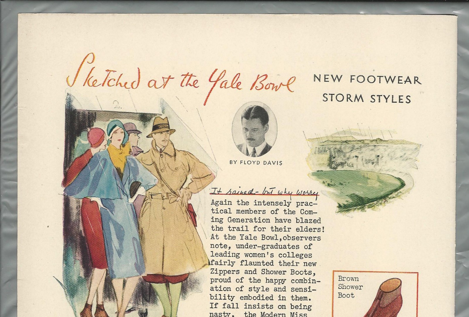 1928 GOODRICH overshoes advertisement Color art women overshoes Goodrich Zippers