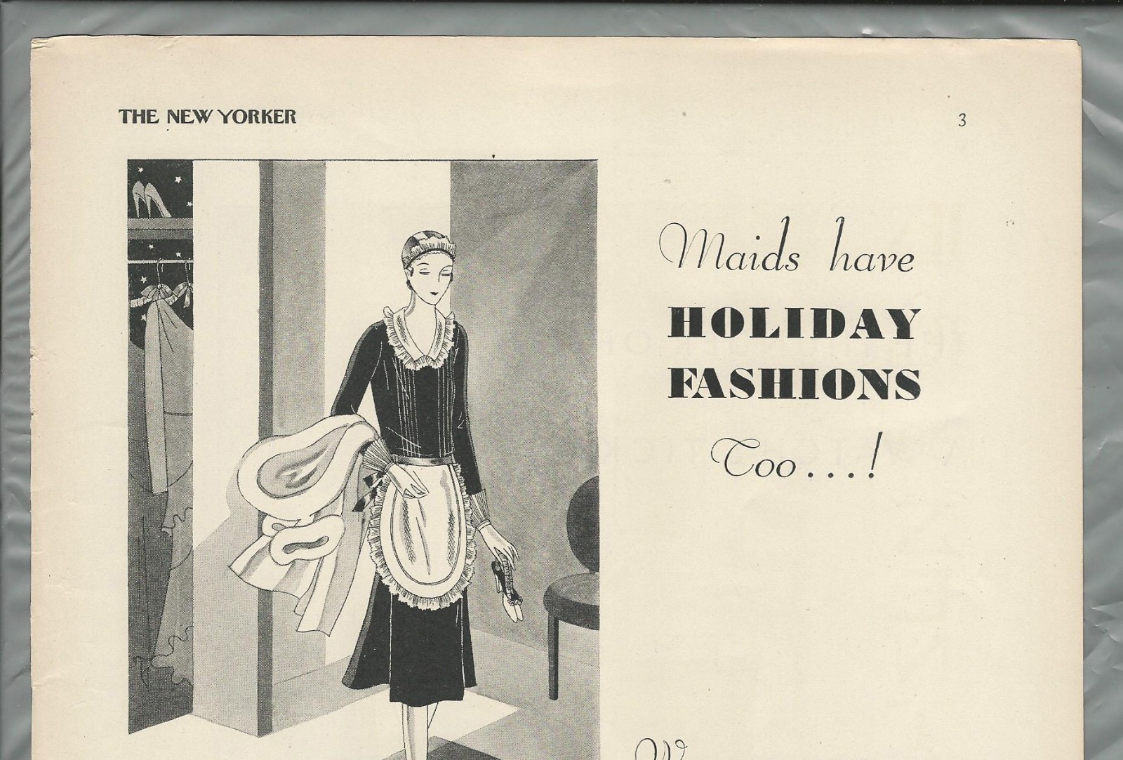 1929 MACY’S advertisement, Holiday fashions for your MAID, uniforms
