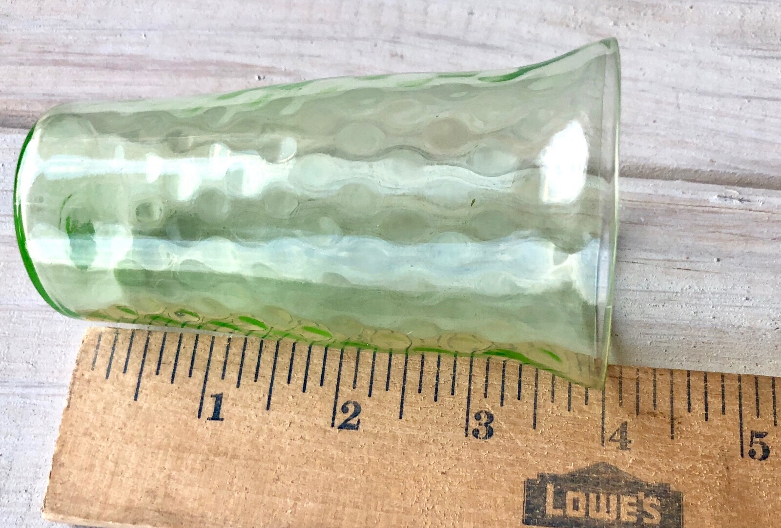 Vintage Depression Vaseline Uranium Juice Glass Pressed Clear Green