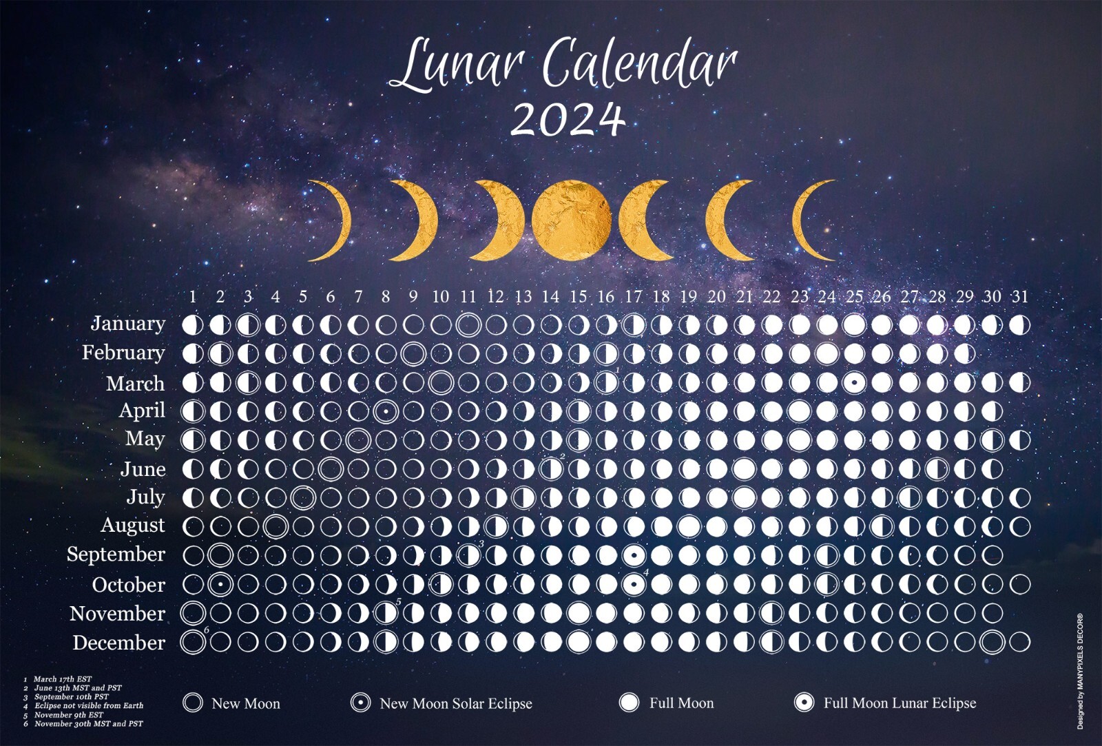 moon-calendar-2024-blue-horizontal-lunar-phases-tracker-18-x-12-inch-ebay