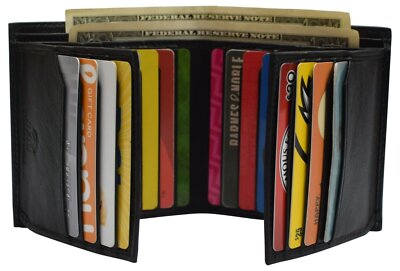 Genuine Leather Men's Bifold Wallet Slim Hipster Cowhide Credit Card New RFID