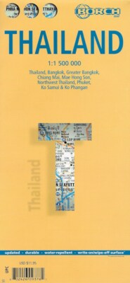 Map of Thailand, by Borch w/ Bangkok, Chiang Mai, Phuket, Ko Samui & Ko Phangan