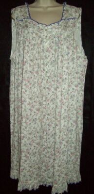 NWT EILEEN WEST 100% COTTON JERSEY KNIT SLVLS SHORT GOWN FLORAL 6214508 1X