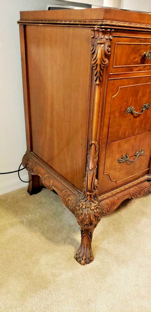 Antique French 1920's walnut 3 piece bedroom set antique Chippendale