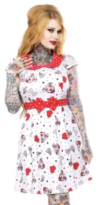 Sourpuss Rockabilly Dress NEW Size L Retired Print I Love Pit Bulls Retro Pin Up