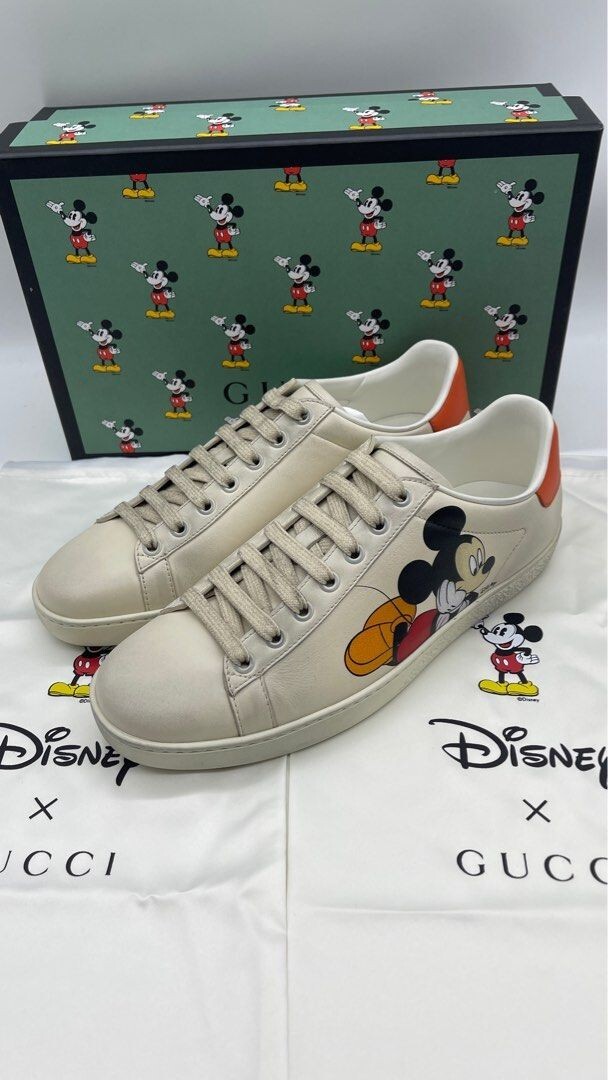 【GUCCI X DISNEY】GG Mickey Mouse Ace Sneakers Limited Edition Disney x Gucci Ace Ivory Sneakers | eBay