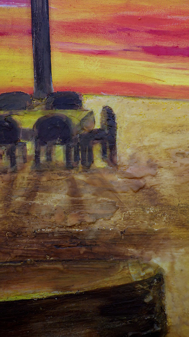 Original Martine LEtoile Oil Painting Large Canvas Texture Sunset Room View