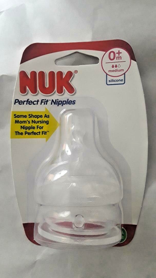 NUK Perfect Fit Nipples,  0+ months, Medium flow,  2 Pack, **BPA Free**