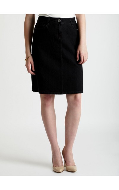BHS a Line Black Denim Knee Length Skirt Pencil Jean Skirts Sizes ... BHS a Line Black Denim Knee Length Skirt Pencil Jean Skirts Sizes ...