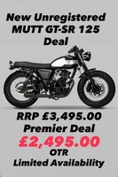 New Unregistered Mutt GT-SR 125 Motorcycle with Warranty 