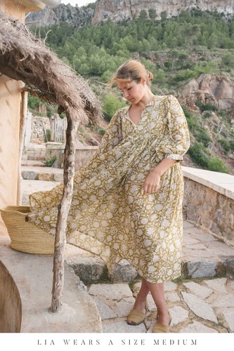 NWT Daughters of India Kyra Midi Dress Golden Palm Size XL