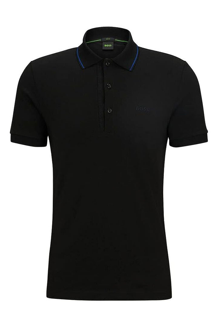 Мужская рубашка поло HUGO BOSS Paule 4 Slim Fit черного цвета 50505832 013