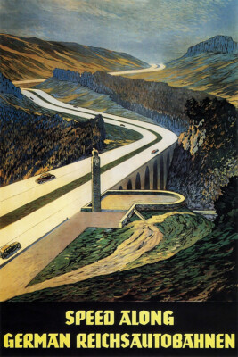Germany German Autobahn Car Travel Tourism Vintage Art Wall - POSTER 20x30