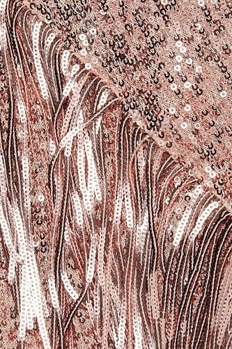 Pre-owned Badgley Mischka Asymmetrical One Shoulder Sequin Fringe Cocktail Dress In Gold