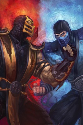 Mortal Kombat Character Subzero And Scorpion Drawing Wall - POSTER 20x30
