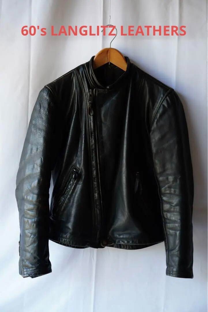 Langlitz Leathers 黒 レザージャケット Langlitz Leathers Jacket Genuine Leather Black Vintage 60s