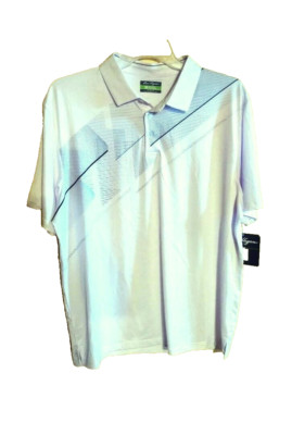 NEW Ben Hogan Performance White w/ Abstract Design SS Polo Shirt XL   UPF50