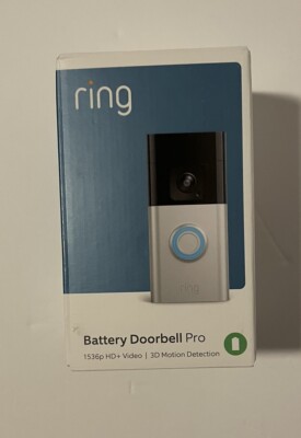 Ring Battery Doorbell Pro 1536P HD+Video 3D Motion Smart Wi-Fi Doorbell New Seal