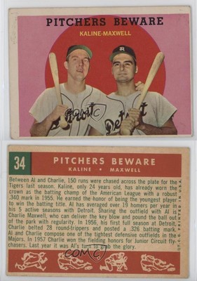 1959 Topps Al Kaline Charlie Maxwell Pitchers Beware ( ) #34 HOF