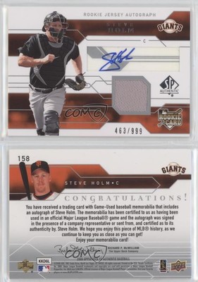 2008 SP Authentic Rookie Jersey Auto /999 Steve Holm #158 Rookie Auto RC