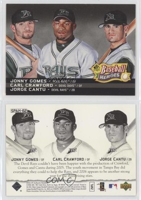 2006 SP Authentic Baseball Heroes Carl Crawford Jorge Cantu Jonny Gomes #SPAH-62