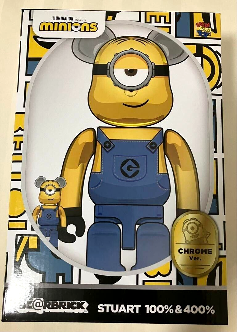 MEDICOM TOY - BE@RBRICK STUART Chrome Ver. 100％ &amp; 400％ BE＠RBRICK Minions Fever Stuart: Chrome Ver. 100％ & 400