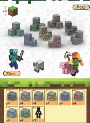 Minecraft Magnetic Building Blocks Set Magnet Children Educational Toy Kids Gift