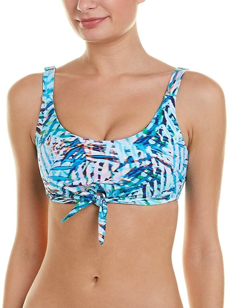 PilyQ 261473 Women's Tropical Palm Knot Halter Bikini Top Swimwear Size S
