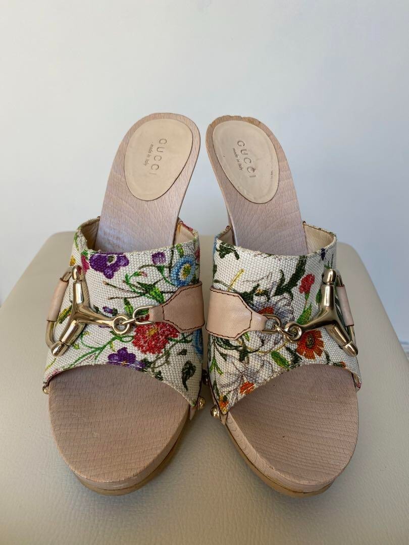GUCCI ラバーサンダル ホワイト サイズ37 GUCCI Flora Sandals Canvas White Size 37 Used F/S | eBay