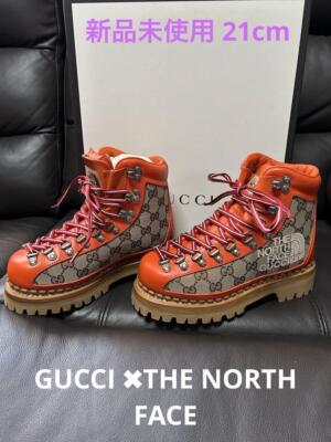 New and unused GUCCI NORTH FACE boots 21cm GG logo leather