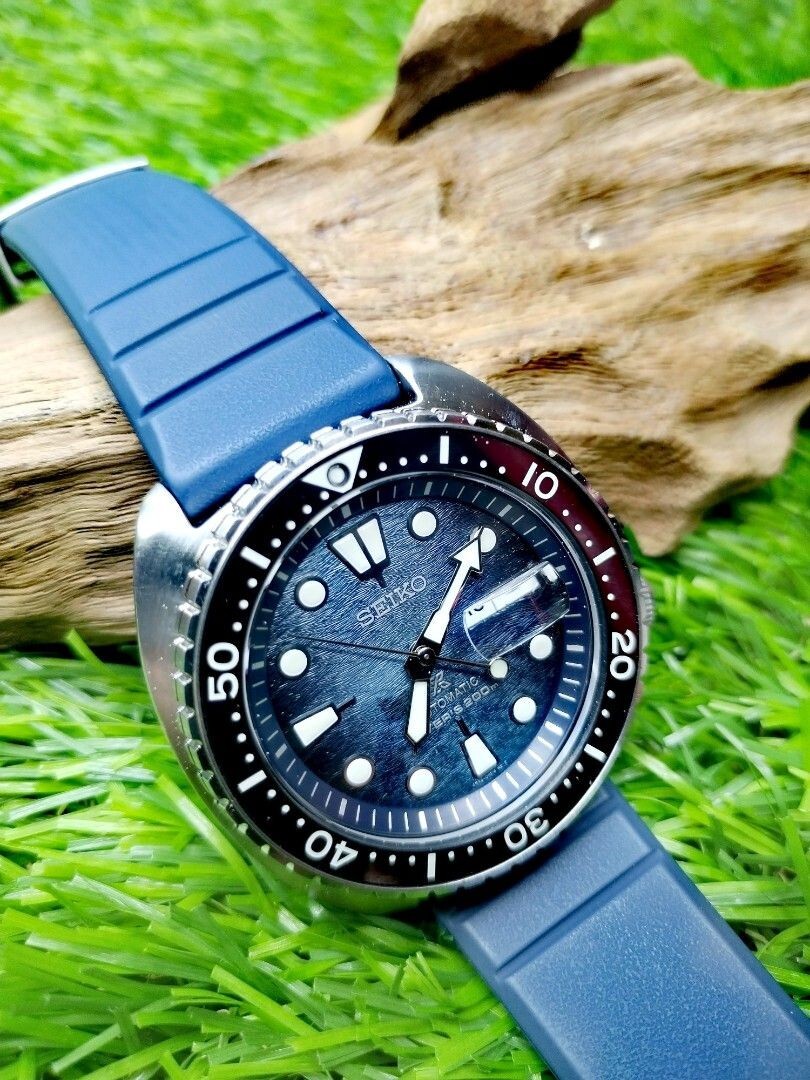 Pre-owned Seiko Prospex Srpf77k1 'king Turtle' Dark Mantaray Edition Automatic Men Watch