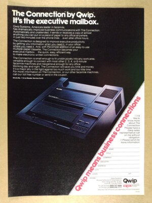 1980 Exxon Qwip 2000 The Connection Fax Machine vintage print Ad