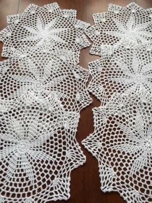 6 PCS 12'' Round WHITE Crochet Lace Doily COLOR WHITE  100 % COTTON 