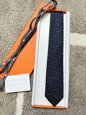 HERMES silk twill tie H Saint-Etienne limited Rare import Japan