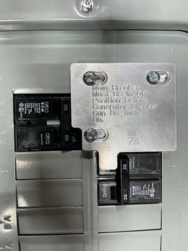 100 Amp Eaton or Siemans or ITE  Generator Interlock #WR 78