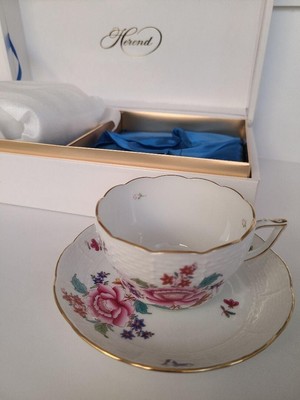 Herend cup and saucer set Rose Beautiful Good From Japan Unused Check Image