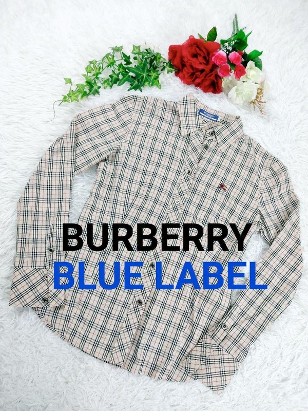 Burberry Blue Label Nova Check Shirt Cotton Beige Size 38/US