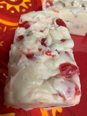 Cherry Coconut White Chocolate Fudge 1/2 pound