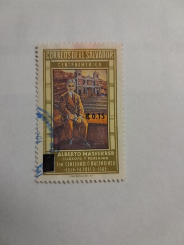 Airmail 100th Birthday of Alberto Masferrer Stamp El Salvador  1968