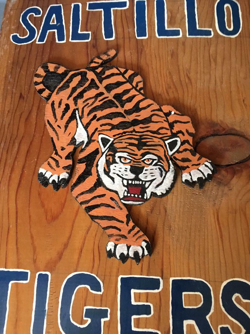 WOODEN HANGING MASCOT TIGER.....SALTILLO..APPROX  15
