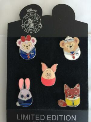Disney Egg Shape Duffy Sallie Piglet Judy & Nick 5 PINS SHOWN