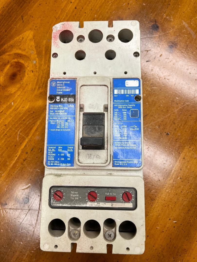 Westinghouse HJD 65K Series C Industrial Circuit Breaker 250